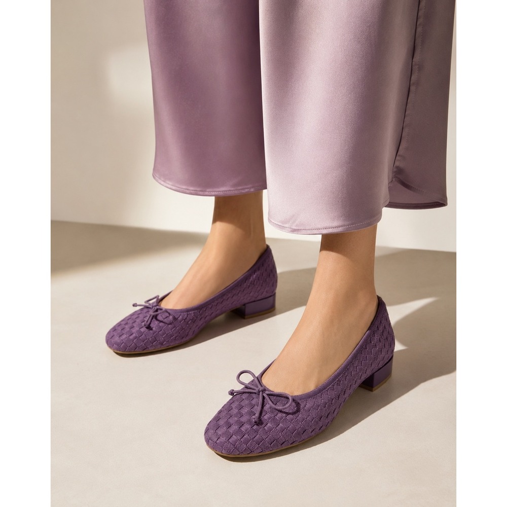 VIVAIA Bianca DK. Lavender Woven Ballet Flats Low Heel Size US 8.5 / EU 39.5 NIB